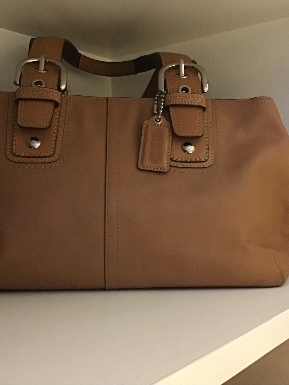 Leather Coach Satchel in Cognac/Tan